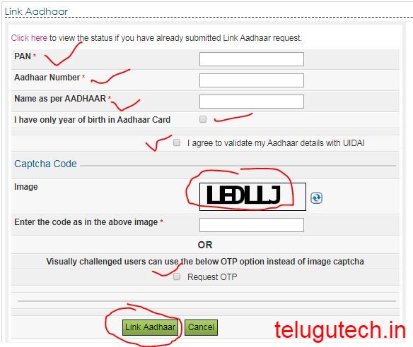 Pan Card To Aadhaar Card in Telugu